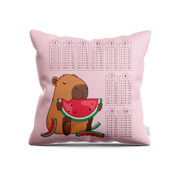 Panama szövet szorzótáblás panel - capybara - rózsaszín