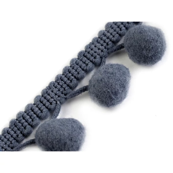 Acélkék pom-pom szalag - 30mm