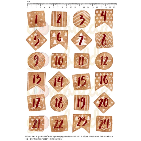 Mintás barkácsfilc - adventi számok - kraft hatás
