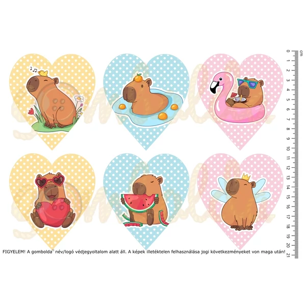 Mintás barkácsfilc - capybara - szívekben