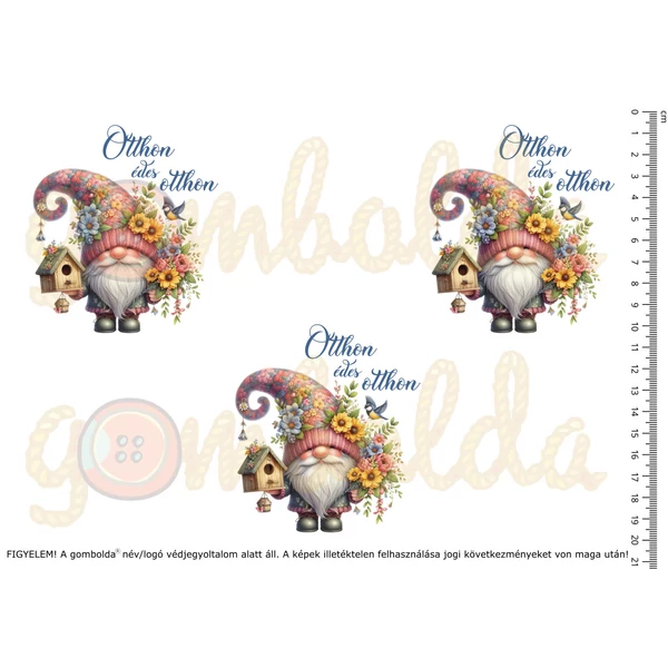 Mintás barkácsfilc - festett manók - Otthon édes otthon - 3db