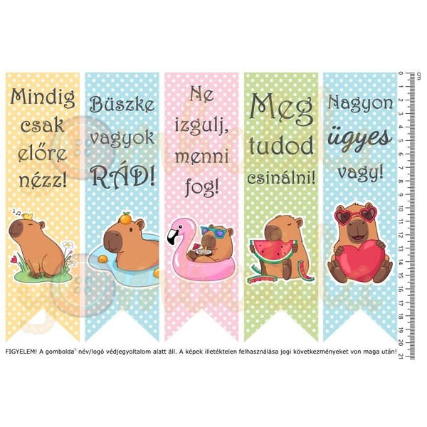 Mintás barkácsfilc - motivációs könyvjelző - capybara