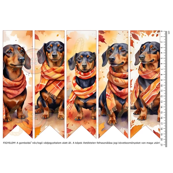 Mintás barkácsfilc - könyvjelző - őszi tacskók Mintás barkácsfilc - könyvjelző - őszi tacskók