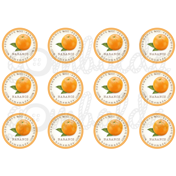 Befőző címke mintás barkácsfilc - narancs - 60mm