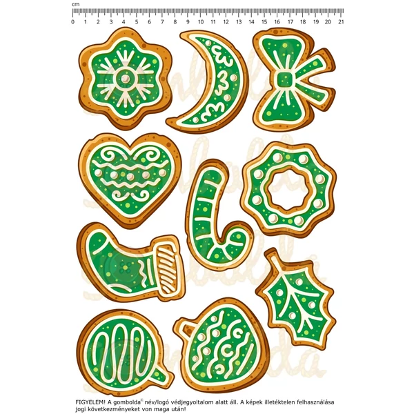Mintás barkácsfilc - mézeskalács díszek zöld mázzal