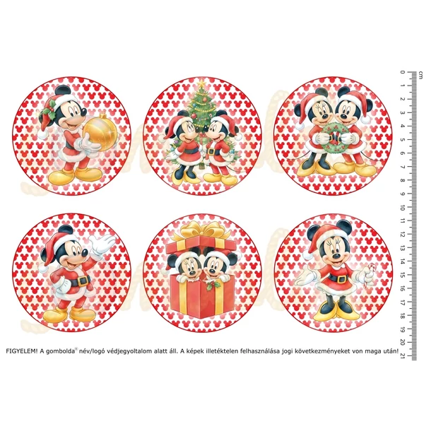 Mintás barkácsfilc - Mickey karácsonya - piros mintás körök - nagy