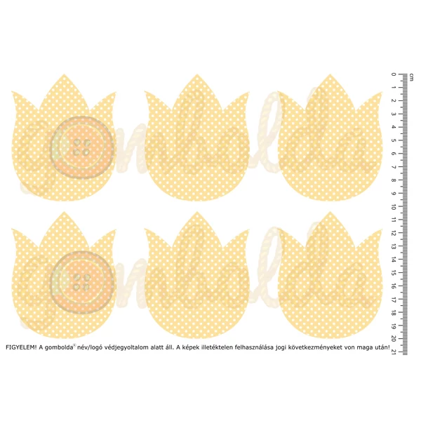 Mintás barkácsfilc - pöttyös tulipánok - sima - sárga
