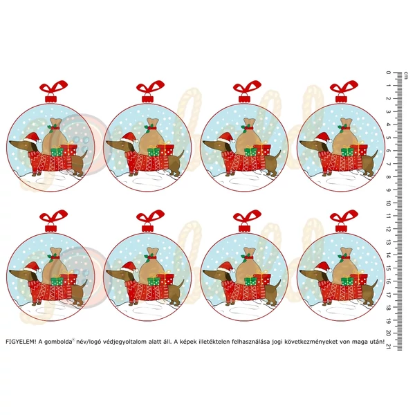 Mintás barkácsfilc - cuki tacskók - karácsonyi gömbök Mintás barkácsfilc - cuki tacskók - karácsonyi gömbök