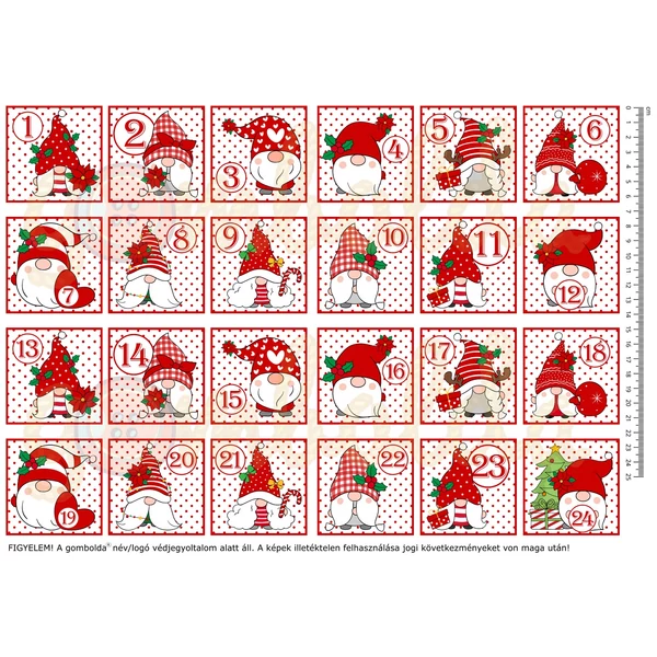 Mintás barkácsfilc - cuki manók - nagy adventi számok - 2 lapos