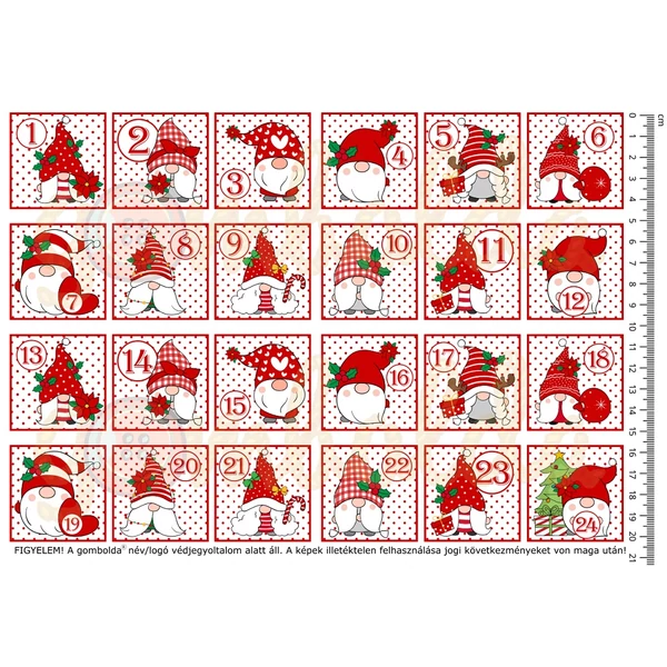 Mintás barkácsfilc - cuki manók - adventi számok