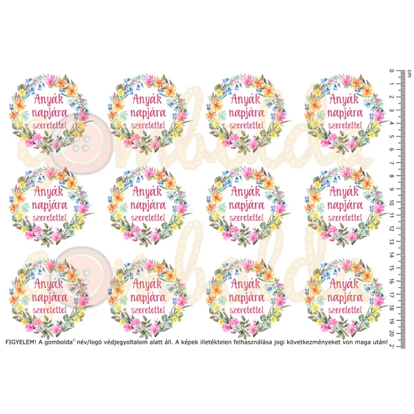 Mintás barkácsfilc - mezei virágos koszorú - anyák napjára szeretettel