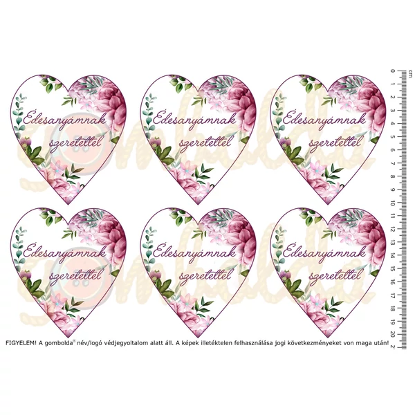 Mintás barkácsfilc - Édesanyámnak szeretettel - festett virágos szív