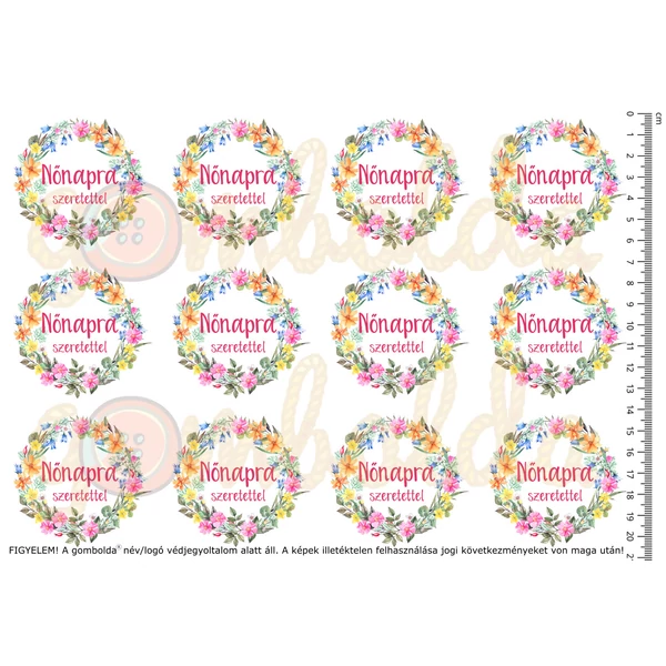 Mintás barkácsfilc - mezei virágos koszorú - nőnapra szeretettel