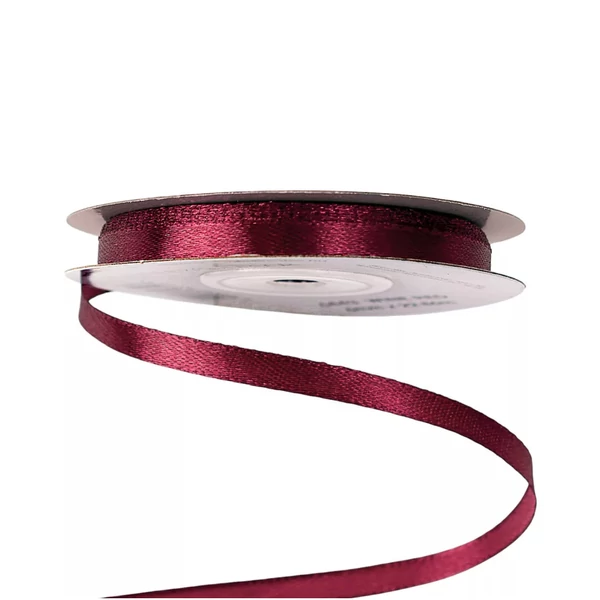 Szatén szalag tekercs - 6mm - 22m - vörösbor