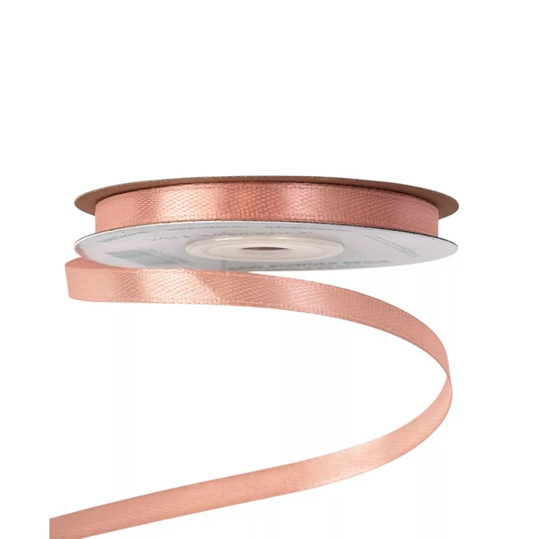 Szatén szalag tekercs - 6mm - 22m - púder bézs