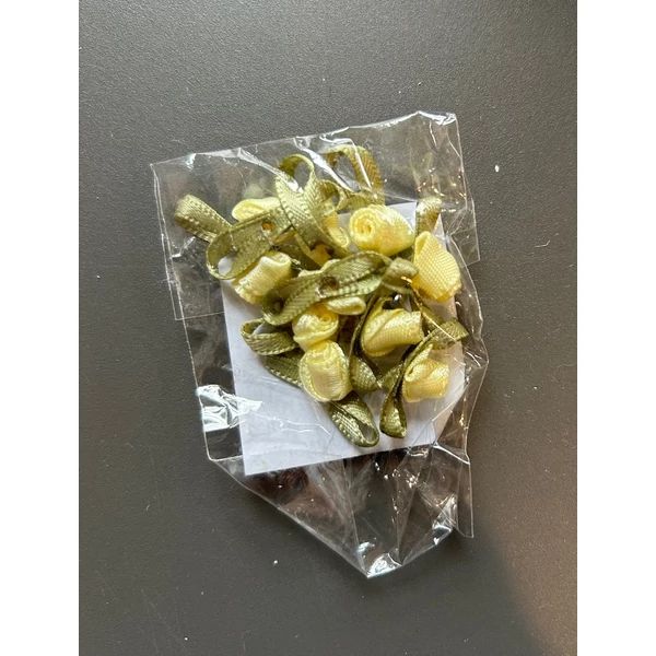 Mini szatén rózsák - 10db - sárga