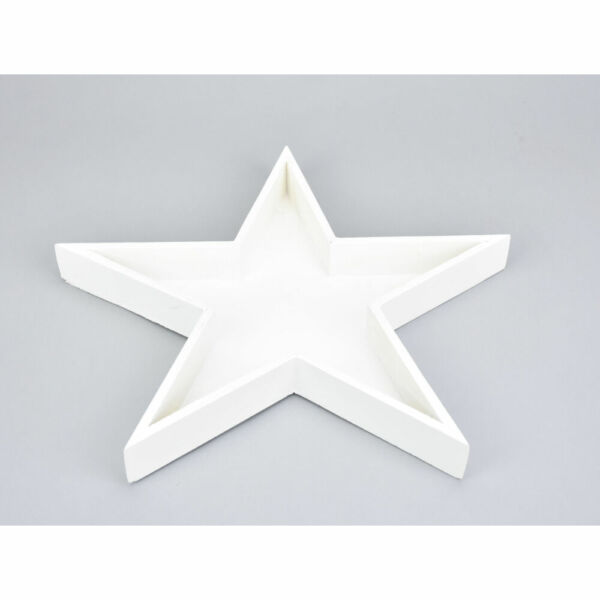 Csillag alakú fa tálca dekoláda - 29cm - fehér