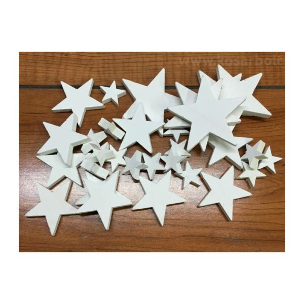 Fehér fa csillagok vegyes méret - 10db