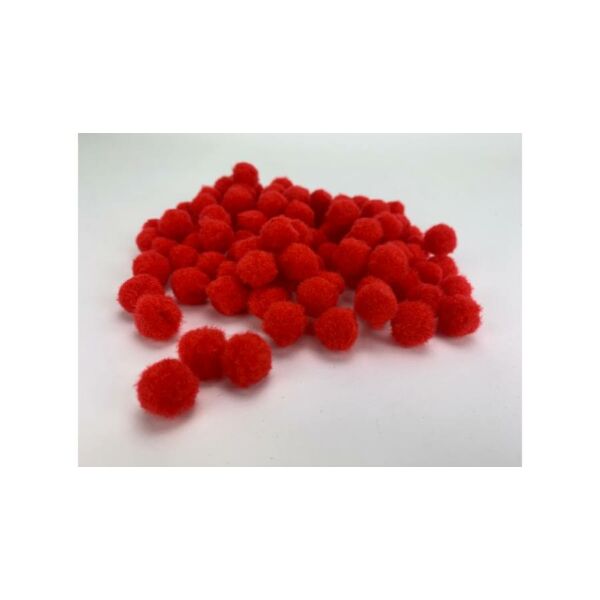 Piros pom-pom bojt csomag - 1,5cm - 100db
