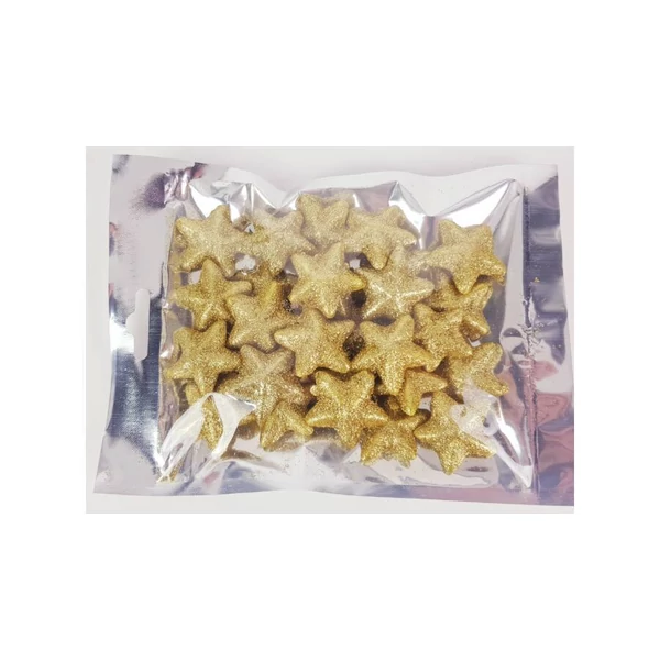 Csillámos polisztirol csillag csomag - 3,5cm - arany