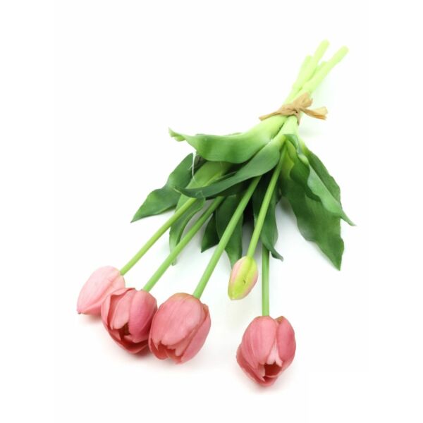 Élethű gumi tulipán csokor - világos mályva