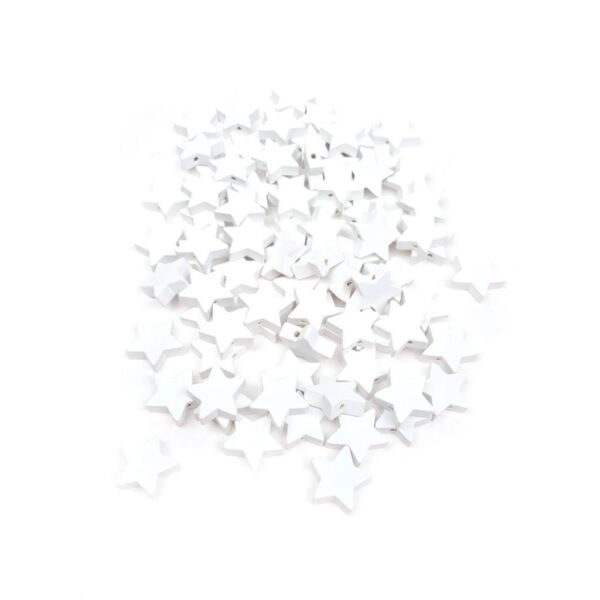 Fűzhető fa csillagok - fehér - 20db