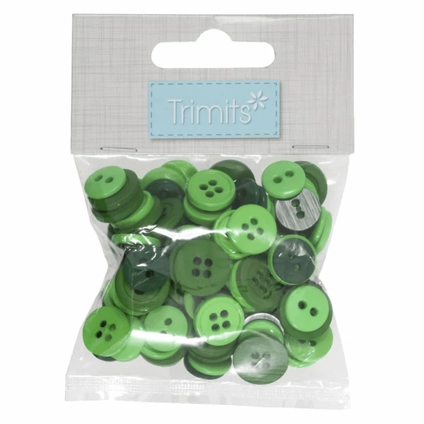 Trimits - kreatív hobby gombok - green - 125db