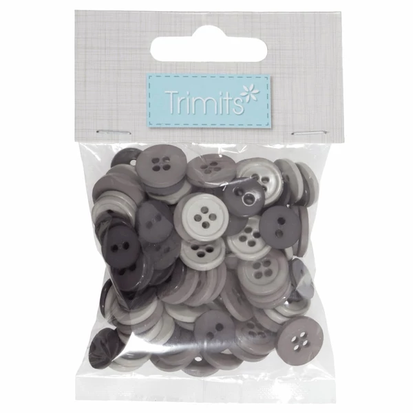 Trimits - kreatív hobby gombok - grey - 125db