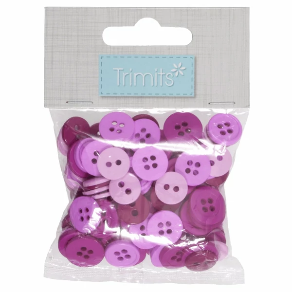 Trimits - kreatív hobby gombok - pink - 125db