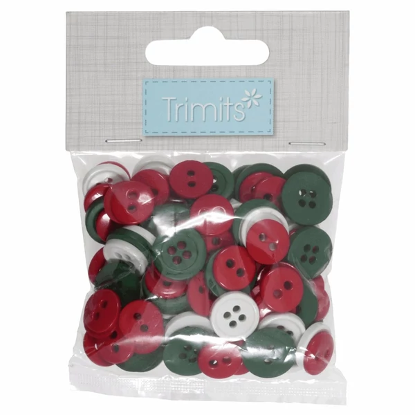 Trimits - kreatív hobby gombok - red and green - 125db