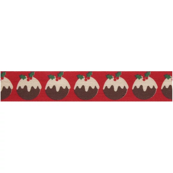 100% pamut szalag csomag - Christmas Pud Red