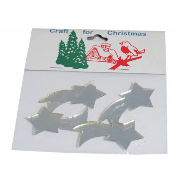 Tükrös műanyag karácsonyi dekorációs csomag - ezüst hullócsillag